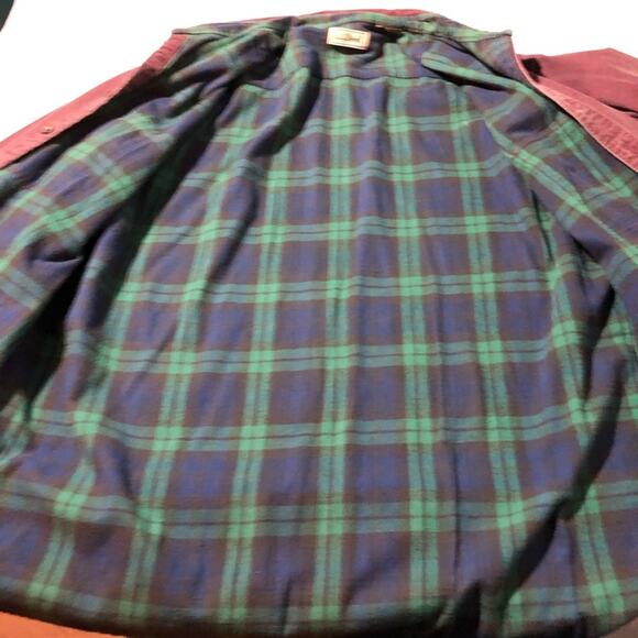 Vintage LL Bean flannel lined long sleeve chore shirt purple distressed worn in - Picture 4 of 13
